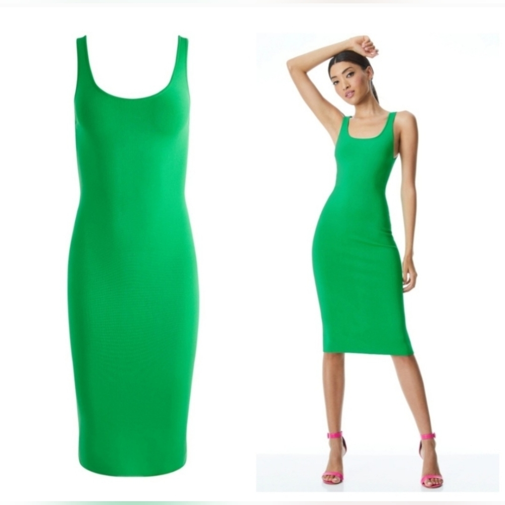 alice + olivia darian green midi dress Size Meduim